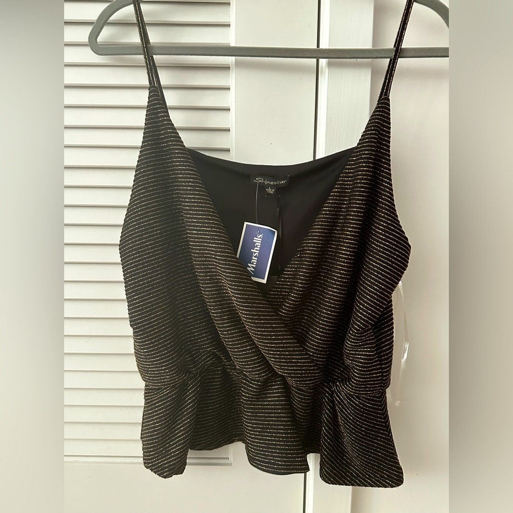 Black and Gold Peplum Top